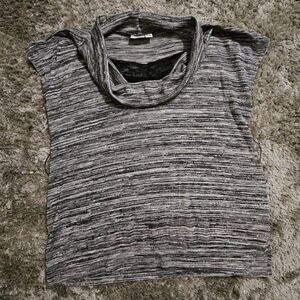Women's Cato Grey Black Heathered Cowl Neck Short Sleeve Sweater Size 18 / 20 W